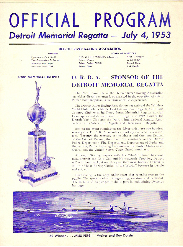 1953 Detroit Memorial Programme Guide