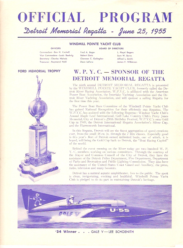 1955 Detroit Memorial Programme Guide