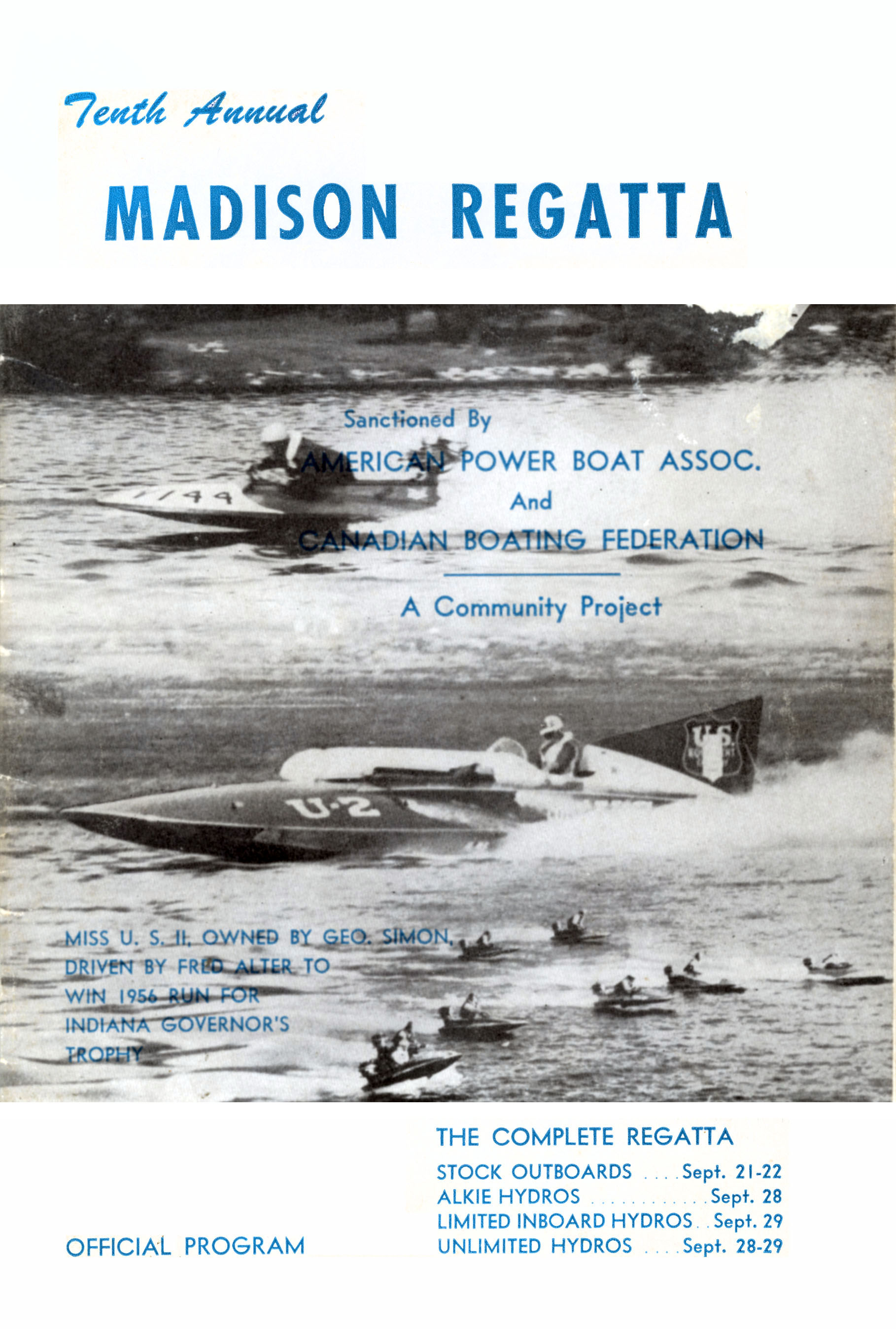 1957 Madison Regatta Programme Cover