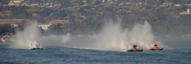 Steve David leads Jimmy Shane and Dave Villwock on Mission Bay.