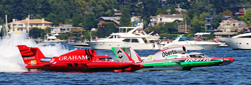 J. Michael Kelly in the 1 Graham Trucking and Jimmy Shane in the 6 Oberto Beef Jerky at Seattle