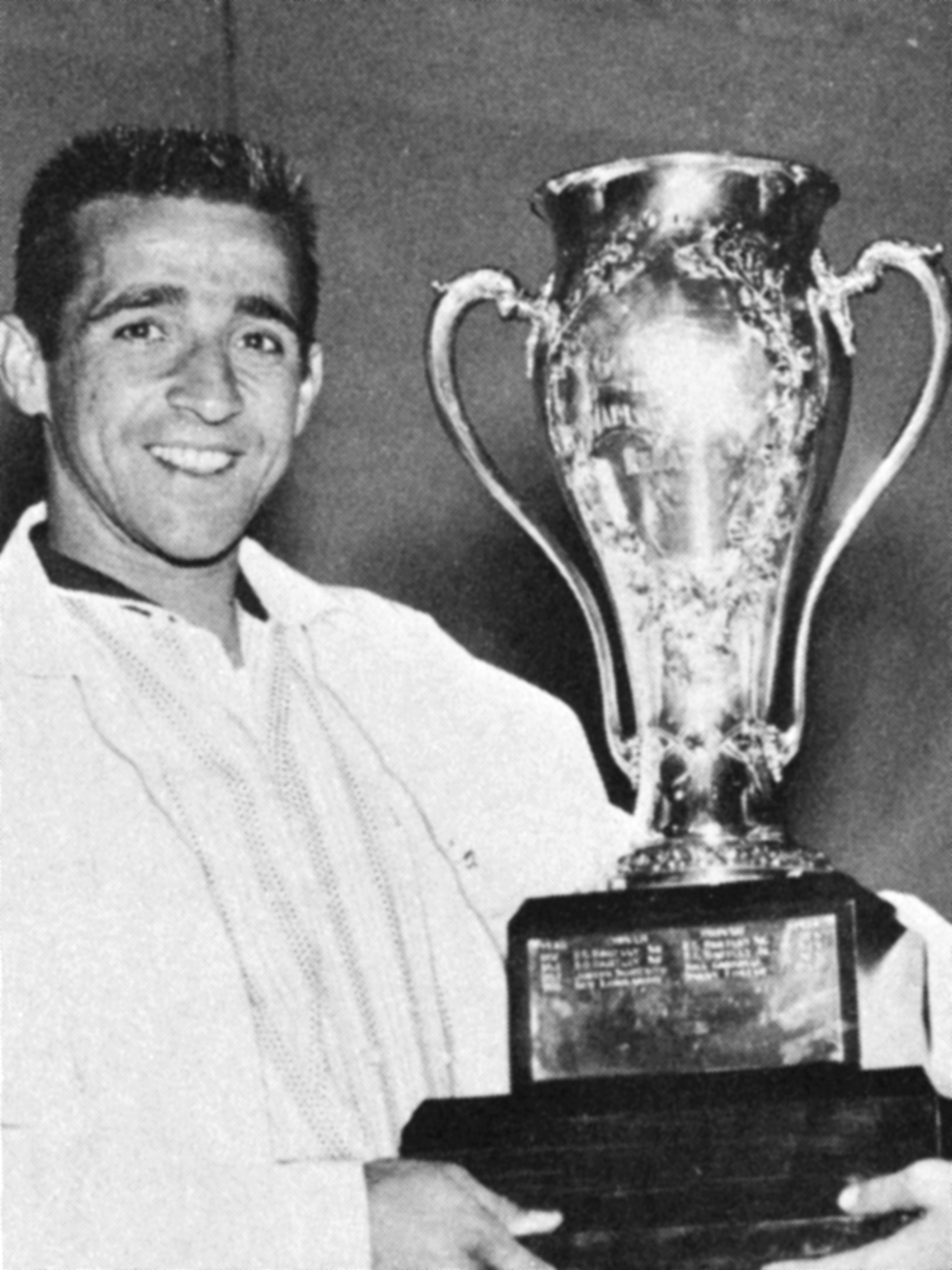 Jack Regas with the Indiana Governor's Cup trophy, 1957