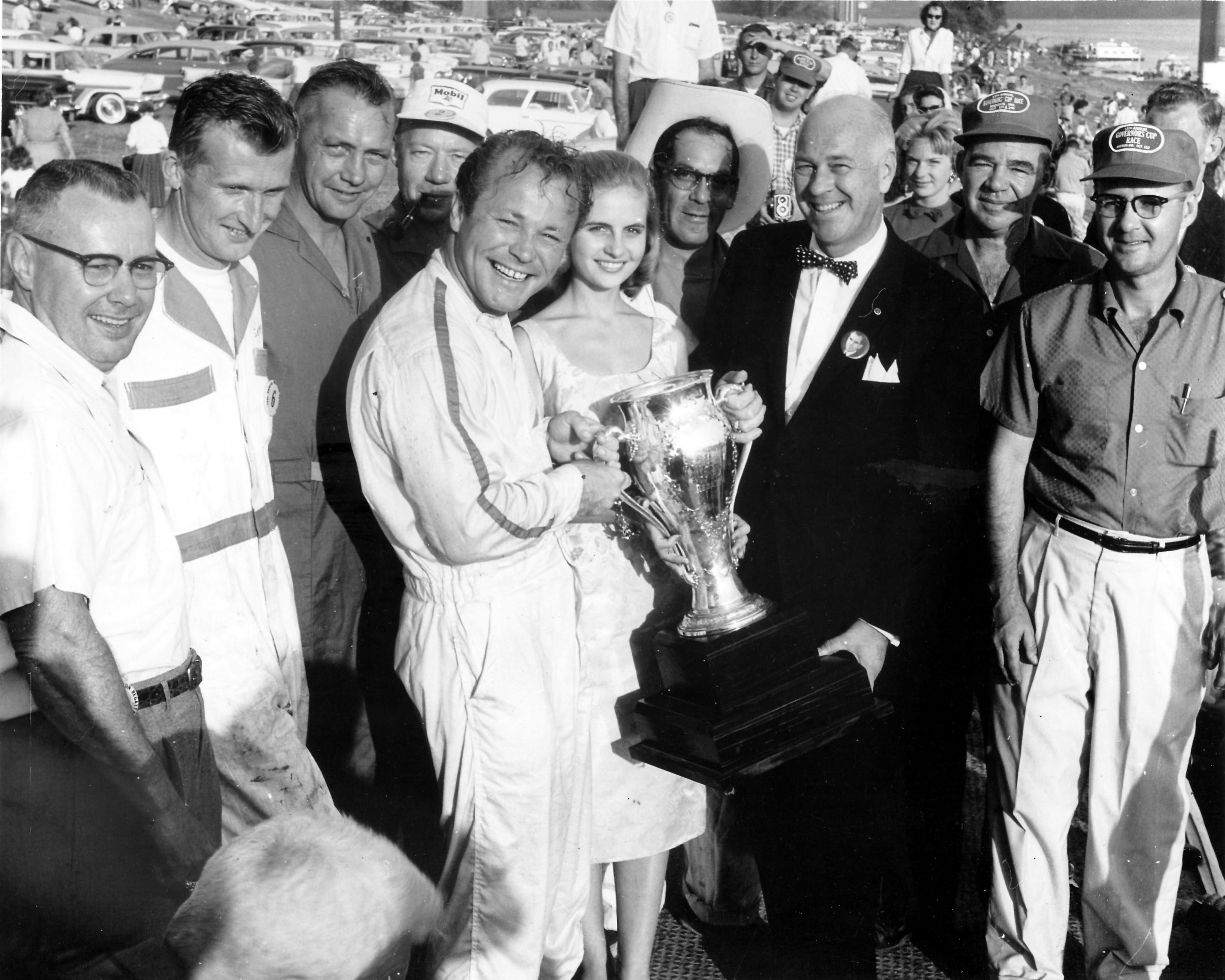 Bill Muncey receives the Indiana Governor's Cup Trophy